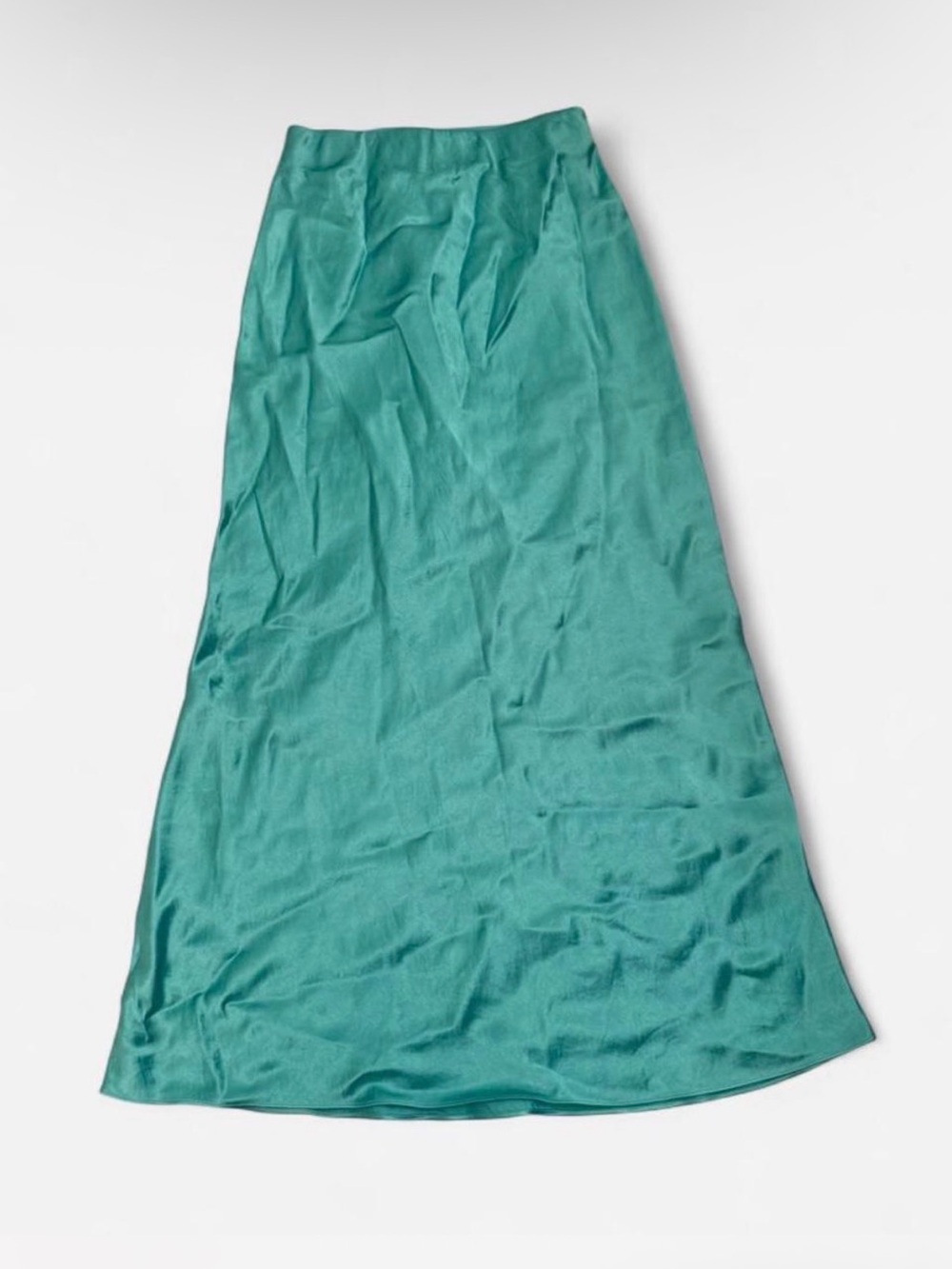 Babaton Teal Satin Midi Skirt